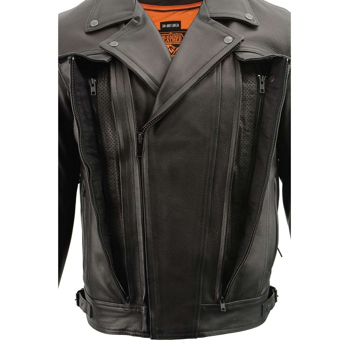 MILWAUKEE LEATHER - MEN'S PISTOL PETE VENTED BLACK LEATHER CRUISER JACKET - MLM1520