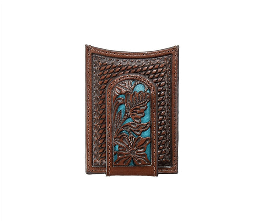 M&F - NOCONA TOOLED LEATHER CARD CASE - BLUE