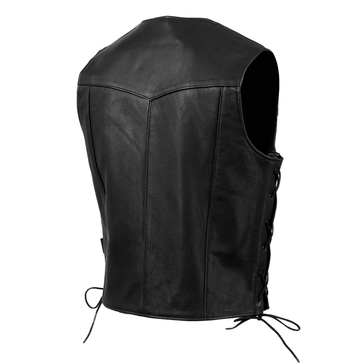 MILWAUKEE LEATHER - MEN'S BLACK BUSTER SIDE LACE PREMIUM MOTORCYCLE LEATHER VEST - MADE IN THE USA - MLVSM5008